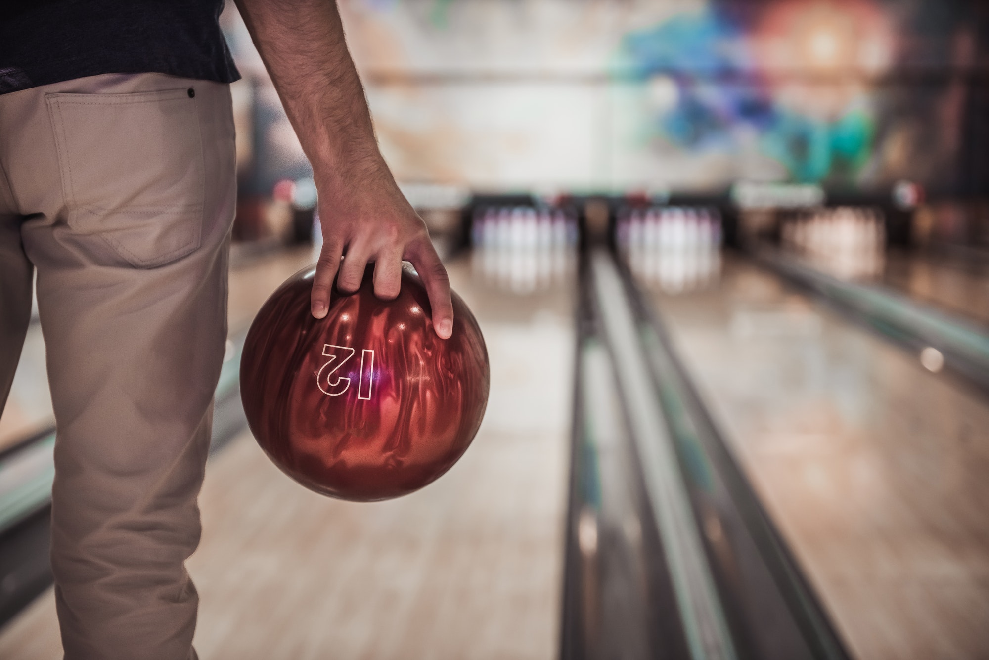 Man playing bowling